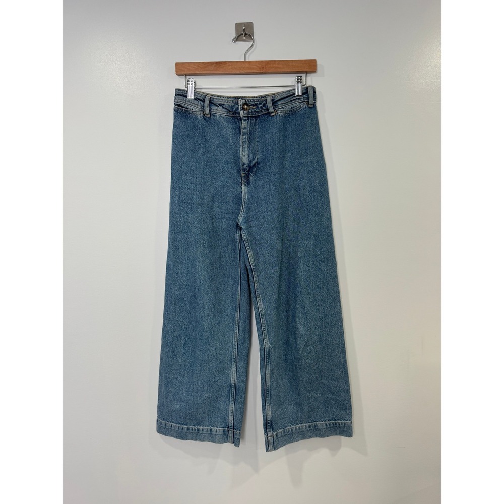 Free People We The Free Women Blue Wide Leg Cropped High Rise Denim Jeans 26